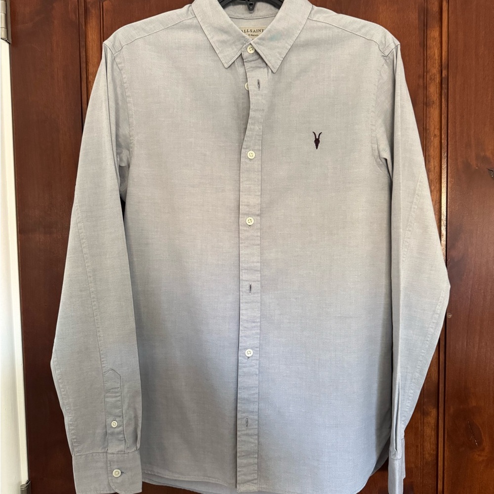 All Saints Light Gray Casual Button-Down Shirt